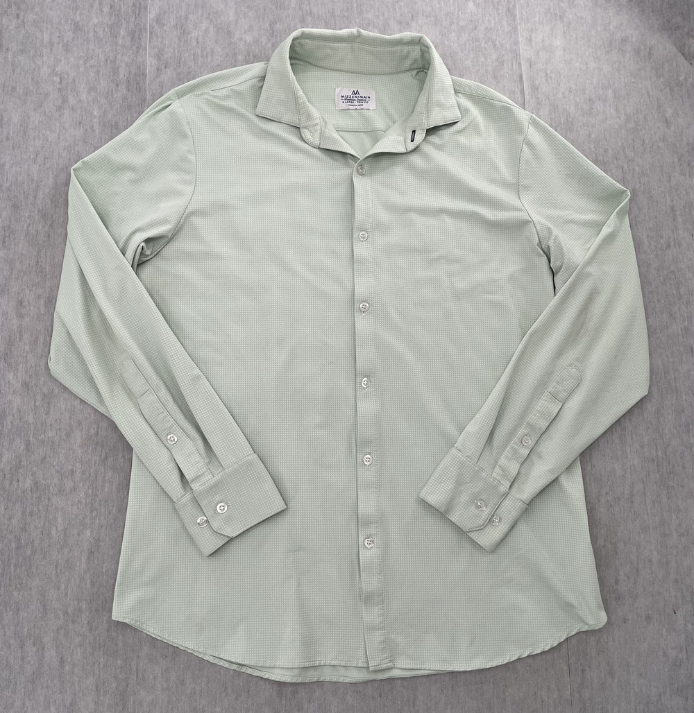 Mizzen Main Shirt Adult XL Mint Green Button Up Stretch Trim Fit American Made